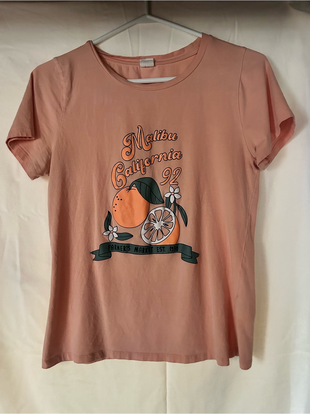 T-shirt rose Malibu California | XL | Coton extensible